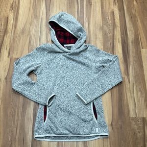 Eddie Bauer Hooded Sweatshirt, Hoodie, Knit, Gray, Plaid, Pullover, Size S